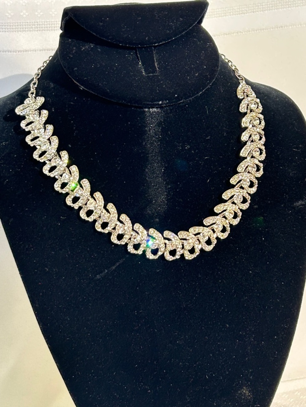 Silver Crystal Statement Necklace - Wedding Prom Iced Out Jewelry